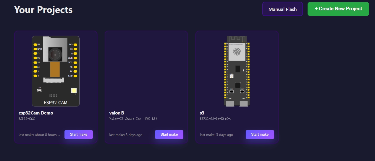Project list page